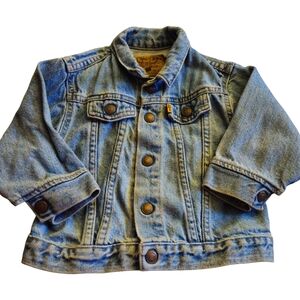 Vintage Levi Demin Jean Trucker Jacket 90s Orange Tab 79027 Unisex Size 24M